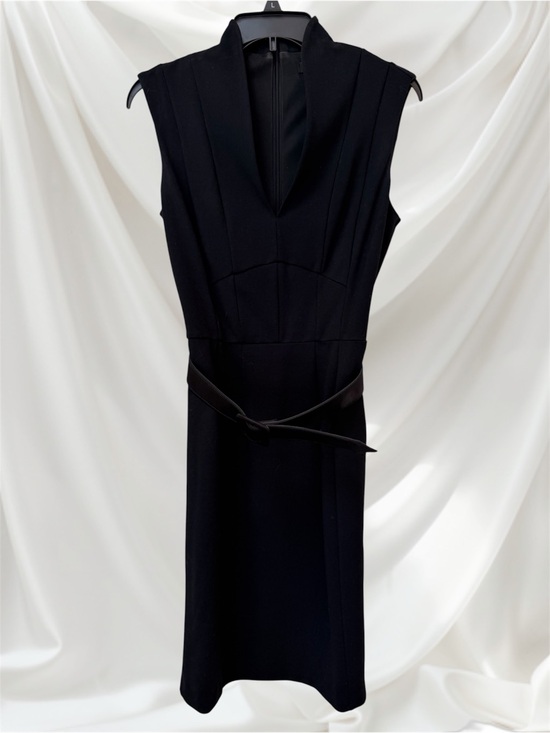 White House Black Market Dresses & Skirts - White House Black Market Black V-Neck Sleeveless Midi Dress with Wide Belt, Sz 6